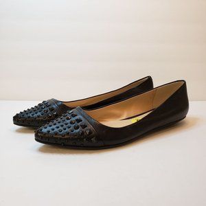 BCBGeneration Womens Black Pointed Toe Studded Flats Size 9 Edgy Career Slip On